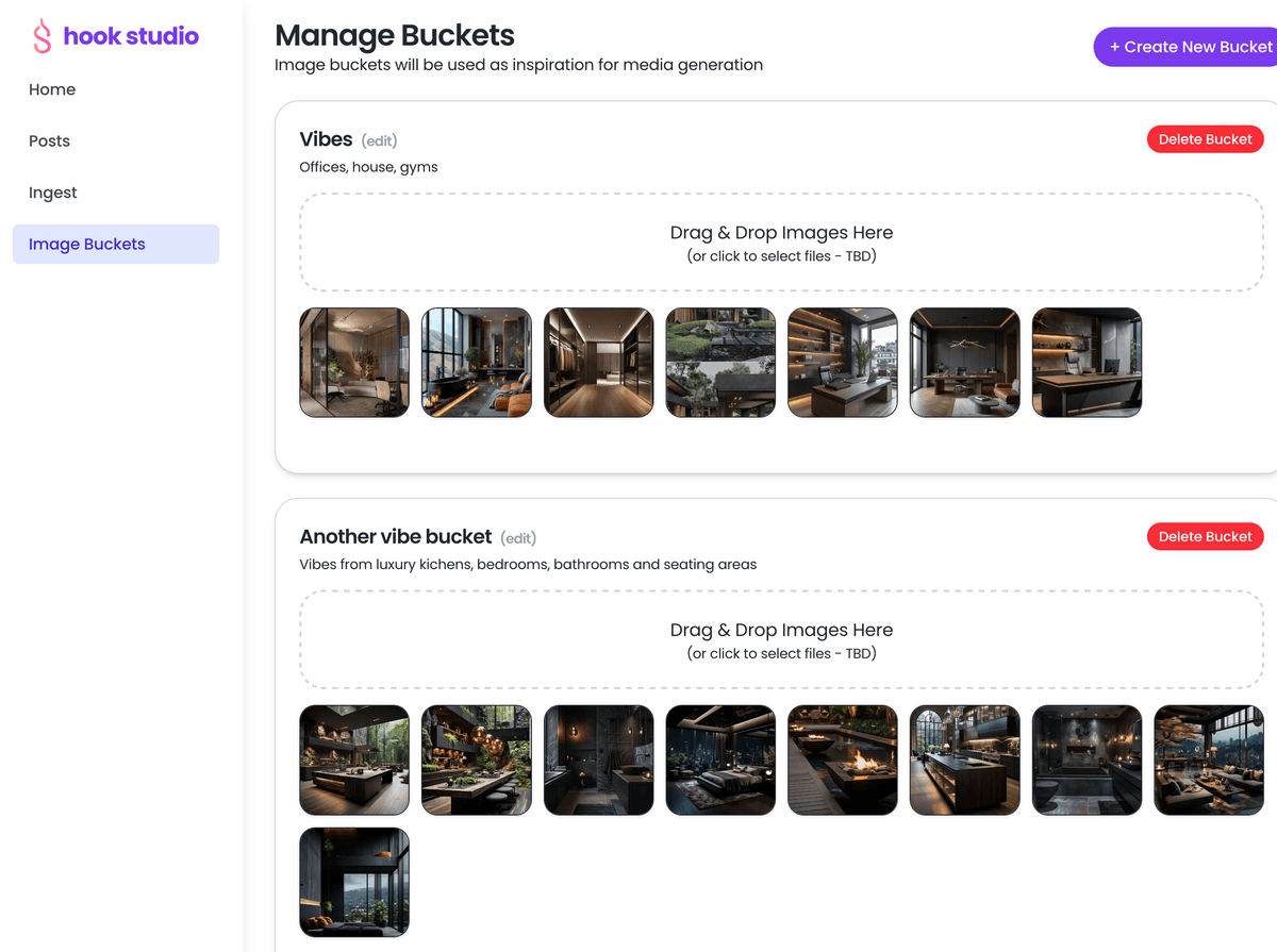 Image buckets for inspiration
